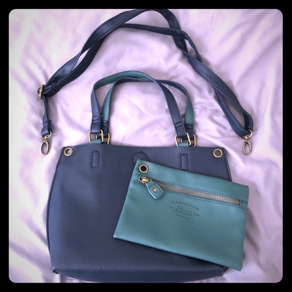 G.H.Bass shoulder bag with mini pouch inside EUC like new